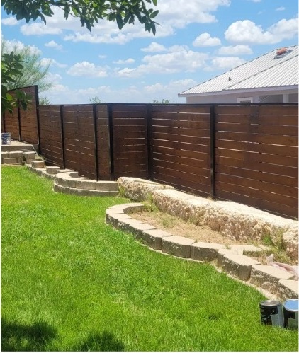 Backyard wood fence installation